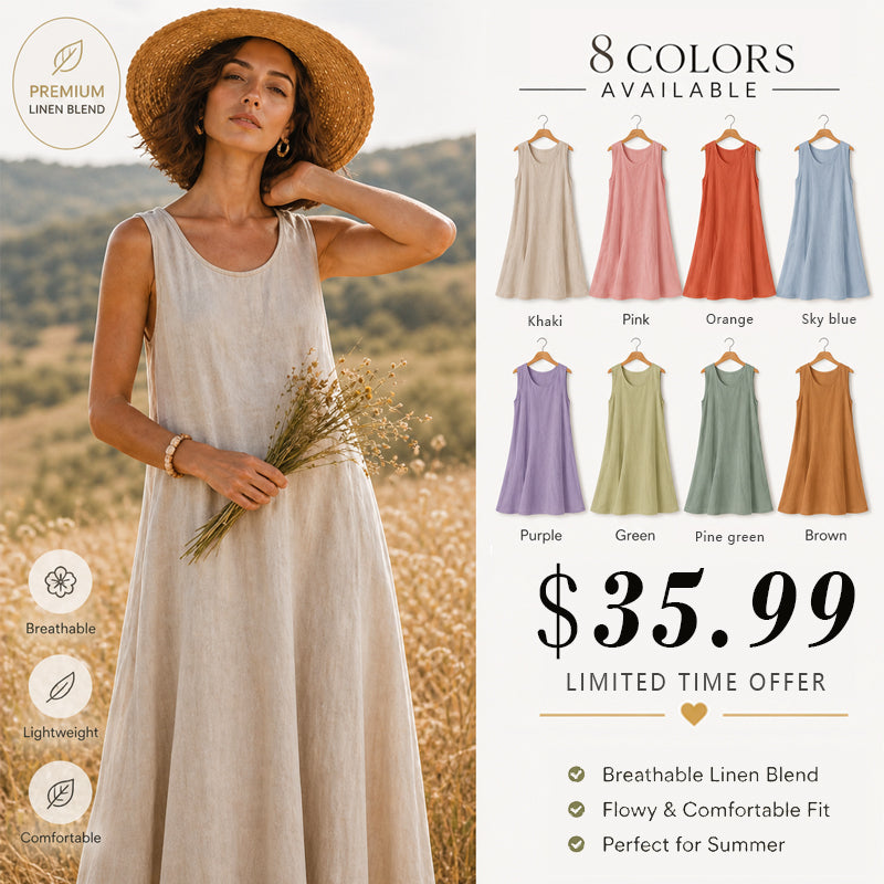 🔥 Last Day Promotion 75% OFF 🔥Women's Sleeveless Cotton And Linen Dress