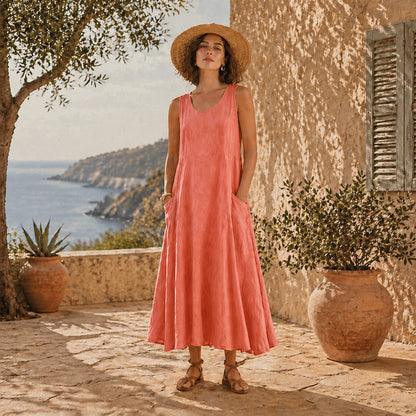 🔥 Last Day Promotion 75% OFF 🔥Women's Sleeveless Cotton And Linen Dress