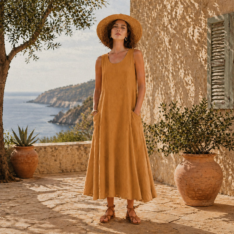 🔥 Last Day Promotion 75% OFF 🔥Women's Sleeveless Cotton And Linen Dress